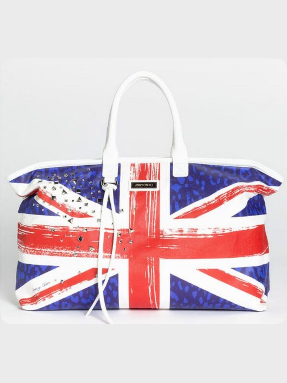 Jimmy Choo Painted Union Jack Weekender Bag in Red, White & Blue